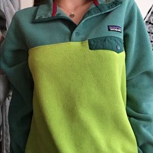Patagonia Synchilla Fleece– Teal and Spring Green